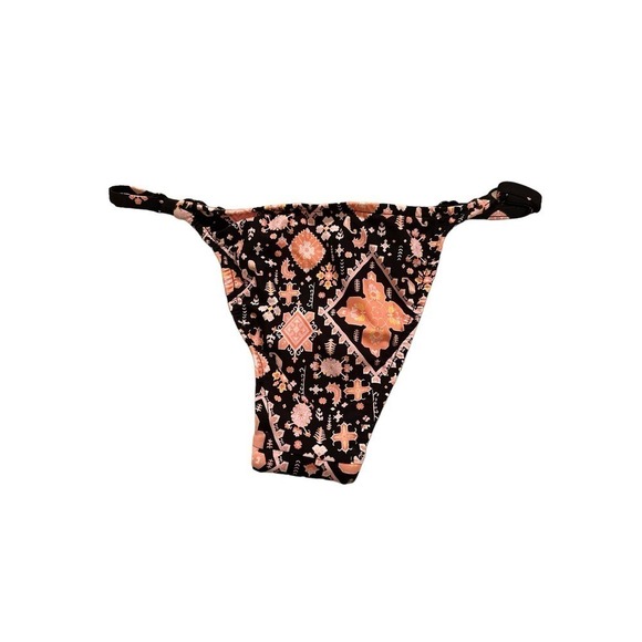Seafolly Women's Rio Inka Gypsy Adjustable Band Bikini Bottoms Sz 2 Black Multi - Picture 3 of 5